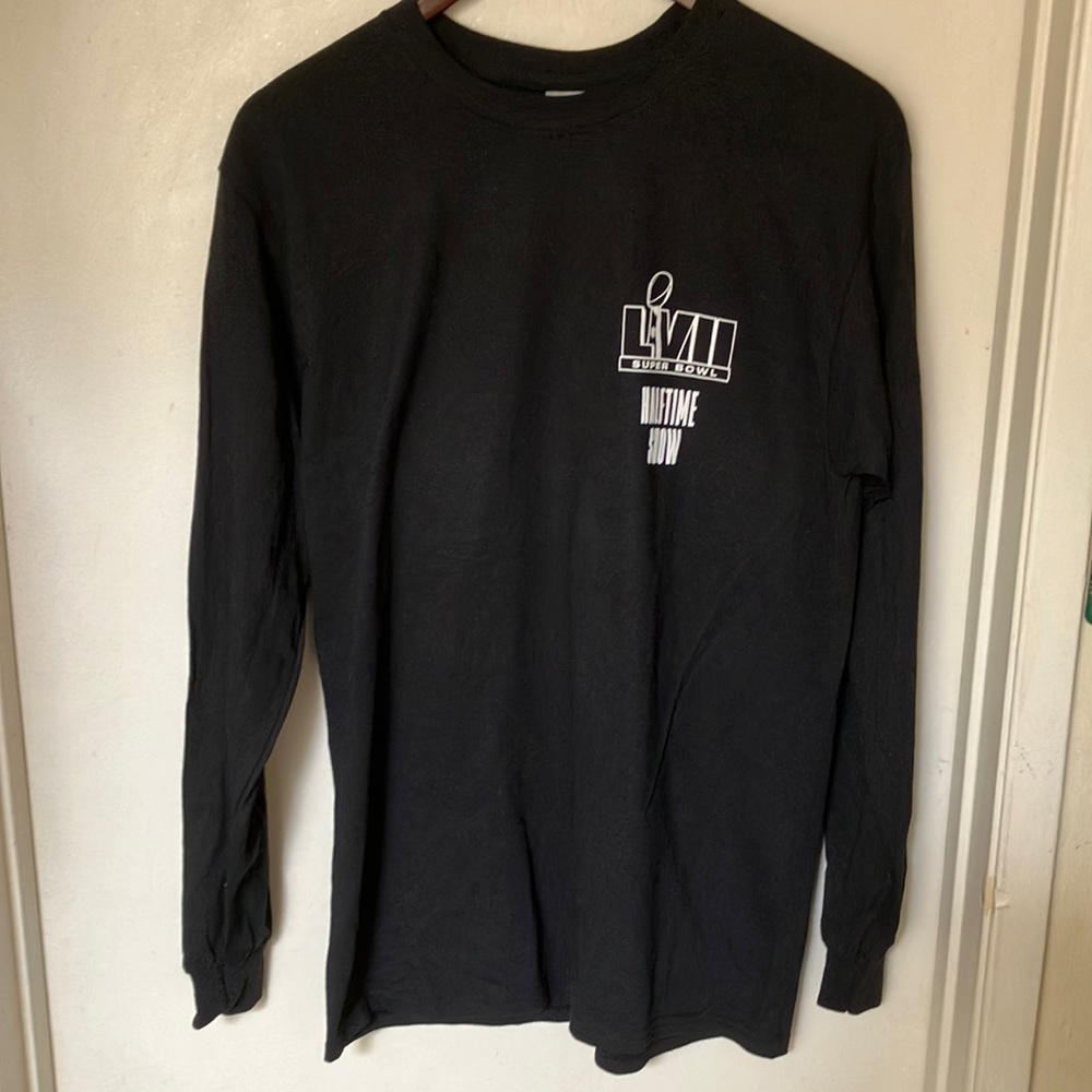 Super Bowl Medium Long Sleeve Tshirt Rihanna Half Time Crew Shirt Black NEW